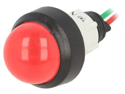 Lampă LED convexă roșie 24VDC 24VAC &amp;Oslash;13mm IP40 foto