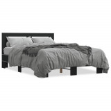 Cumpara ieftin Cadru de pat, negru, 140x200 cm, lemn prelucrat si metal