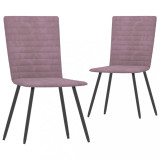 Scaune de bucătărie, 2 buc., roz, catifea, Set scaune, 2 scaune