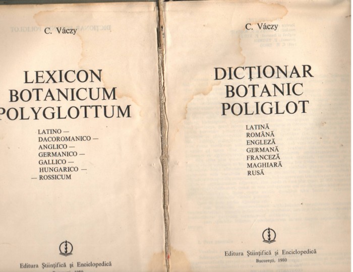 C10075 - DICTIONAR BOTANIC POLIGLOT - C. VACZY