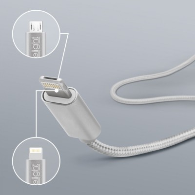 Cablu de date - 2 &amp;icirc;n 1 &amp;quot;Lightning + MicroUSB&amp;rdquo; foto