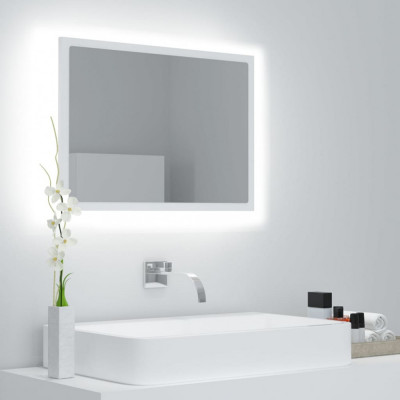 vidaXL Oglindă de baie cu LED, alb, 60x8,5x37 cm, PAL foto