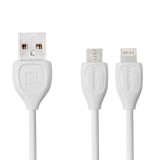 Cablu Date &amp; Incarcare MicroUSB &amp; APPLE Lightning - 2 Metri (Alb) REMAX RC-050T