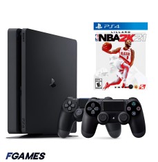 Consola Sony Playstation 4 Slim Ps4 1tb + Doua Controllere + Nba 2k21 PlayStation 4, Second-Hand