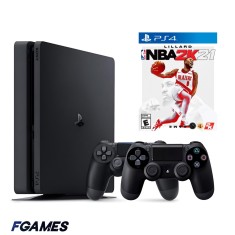 Consola Sony Playstation 4 Ps4 Slim 500gb + Doua Controllere + Nba 2k21 PlayStation 4, Second-Hand