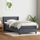 vidaXL Pat box spring cu saltea, gri &icirc;nchis, 90x210 cm, catifea 3318268