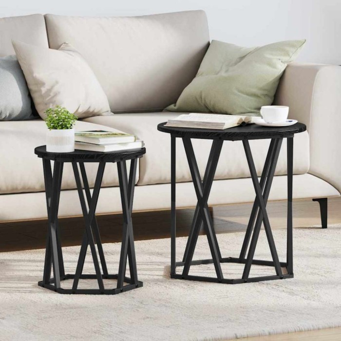 vidaXL Masă de cafea 2 pcs Stejar negru 50 x 50 x 50 cm 868261