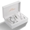 Set Ceas Dama IBSO Charming Argintiu cu Bratara si Lant, Elegant, Quartz, Cadran Argintiu, Curea Metalica, Cutie Cadou