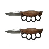 Cumpara ieftin Pachet 2 Bricege Vanatoare Nature Call, Maner Lemn, Otel Inoxidabil, 21cm, Camping, Cutit Pliabil EDC