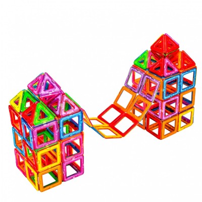 Set 40 Piese Magnetice de Constructie, Flippy, Piese Mici, Magnetic Blocks, Forme Geometrice, 3 Ani, ABS, Magnet, 20.5 x 14.5 x 12 cm, Multicolor foto