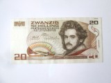 Austria 20 Schilling 1986,bancnota in stare foarte buna