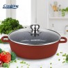 Cratita din aluminiu Heinner Calabria, 8.8 l, 36 x 9.5 cm, capac, interior marmorat