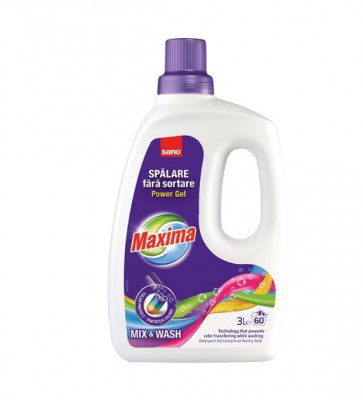 Detergent lichid pentru rufe colorate Sano Maxima Mix &amp;amp; Wash 3L foto