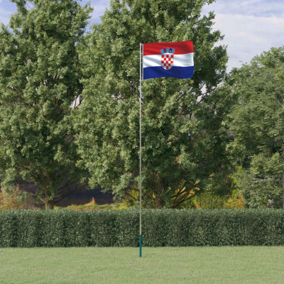 vidaXL Steag Croația și st&amp;acirc;lp din aluminiu, 5,55 m foto