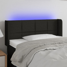 vidaXL Tăblie de pat cu LED, negru, 83x16x78/88 cm, textil