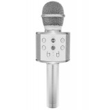 Microfon de Karaoke Argintiu, Conectivitate Bluetooth 4.0, Baterie &Icirc;ncorporată 1200 mAh, cu Cablu USB