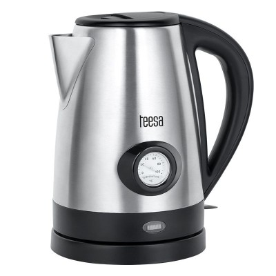 Fierbator electric Teesa, 2200 W, 1.7 l, baza rotativa, afisaj mecanic, Negru/Argintiu foto