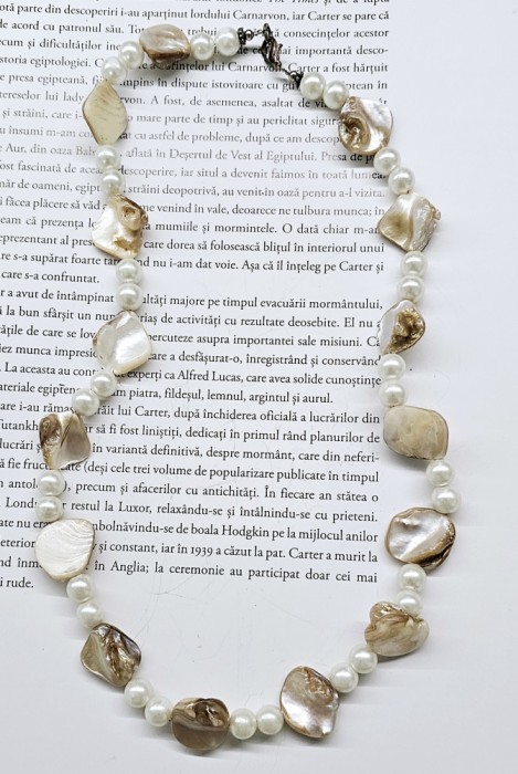 COLIER VINTAGE, LUCRAT MANUAL CU PERLE SI SIDEF NATURAL
