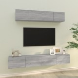 vidaXL Set dulapuri TV, 4 piese, gri sonoma, lemn prelucrat