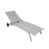 Sezlong plaja, Tavira, spatar reglabil, structura metal, gri, 193 x 61 x 30 / 92.5 cm