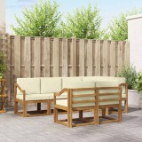 vidaXL Set de canapea cu pernă 7 pcs Natural și Crem 3366548
