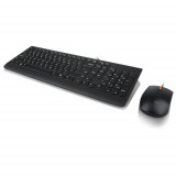 Kit tastatura si mouse Lenovo 300, Cu fir, Layout US, 1600 dpi (Negru)