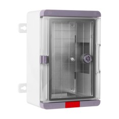 Cutie distributie IP67 din ABS gri, usa transparenta, placa metalica, 200x300x130 mm PS203013