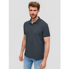 Tricou polo barbati, din bumbac cu croiala Regular Fit, logo, Gri antracit, S