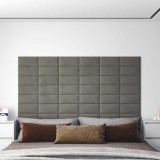 Panouri de perete 12 buc. gri deschis 30x15 cm catifea 0,54 m&sup2;
