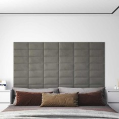 vidaXL Panouri de perete 12 buc. gri deschis 30x15 cm catifea 0,54 m&sup2; 343779