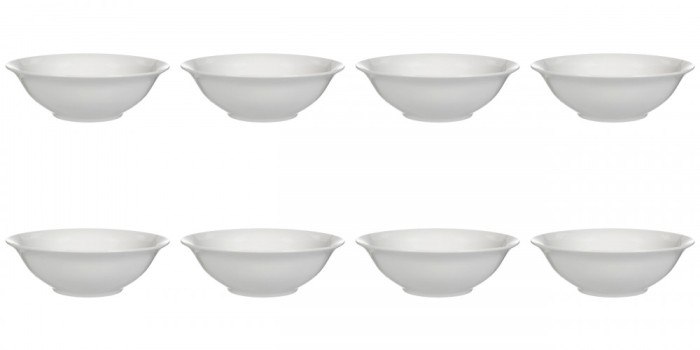 Set boluri supa, 8 piese, 650 ml, Portelan, Alb
