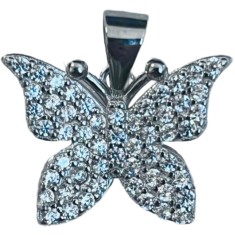 Pandantiv, Jolie Silver, Argint 925, Model Fluture cu Pietre Rodiat, Zirconiu, 18 x 15 mm, 2.3 g foto