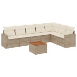 Cumpara ieftin Set canapele de gradina, 8 piese, cu perne, bej, poliratan