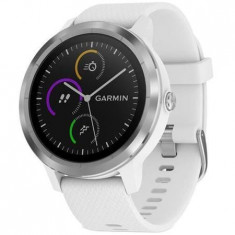 Smartwatch Garmin Vivoactive 3, HR, GPS, Silver, curea Silicone White foto