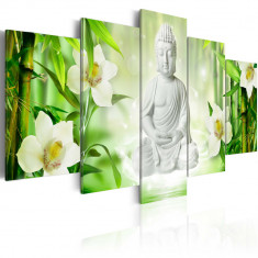 Tablou canvas 5 piese - Buddha si iasomie - 100x50 cm foto