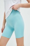 Casall pantaloni scurți de antrenament culoarea turcoaz, neted, high waist