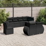 Cumpara ieftin Gossi set mobilier de gradina cu perne, 8 piese, negru, poliratan