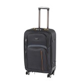Valiză medie TravelLux 42x65x24 cm neagră moale, ușoară, durabilă, 2 buzunare fermoar