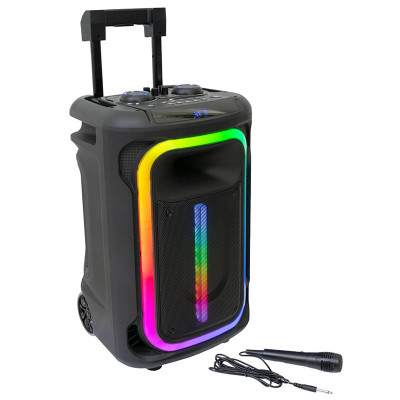 Boxa portabila cu LED Ibiza, 800W, Bluetooth, USB, AUX, microfon cu fir foto