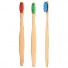Set 3 periute de dinti pentru copii In One, 20 x 5 x 5 cm, bambus, duritate medie