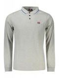 Cumpara ieftin Bluza polo barbati, cu logo, Regular fit, gri deschis, XL