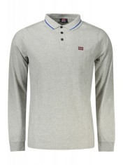Bluza polo barbati, cu logo, Regular fit, gri deschis (Marime: XL) foto