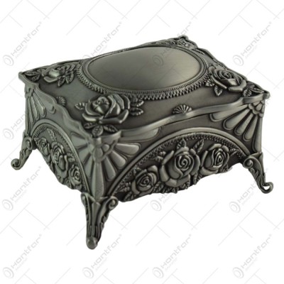 Caseta pentru bijuterii din metal cu capac si picioare inalte &amp;ndash; Elegant Metal foto