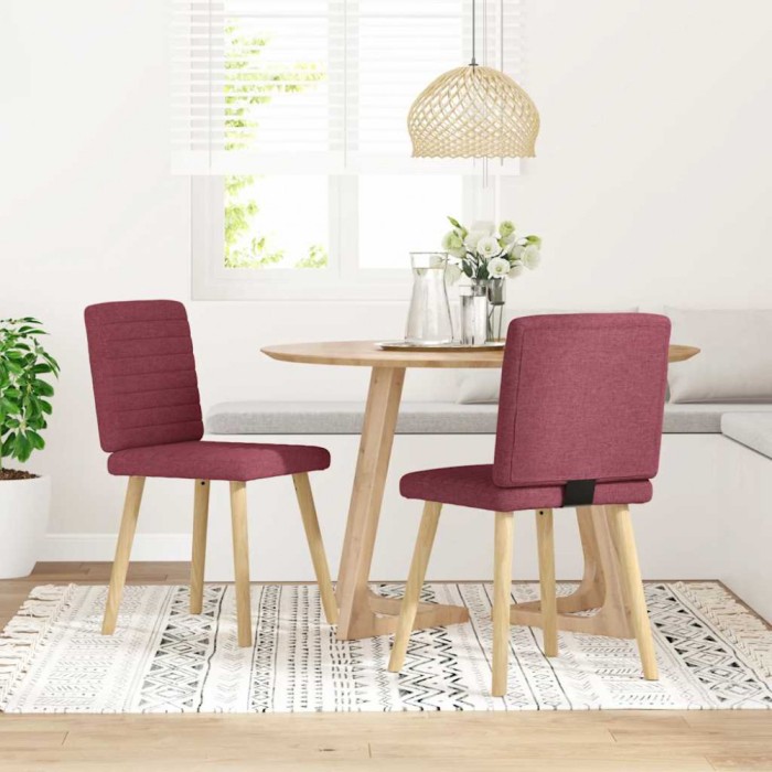 vidaXL Scaune de bucătărie, 2 buc., roșu vin, material textil 4101177