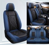 Set Huse Auto universale luxoase din piele ecologica, albastru si negru pentru scaune fata si spate