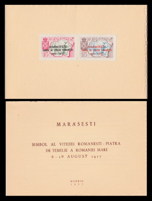 1957 Exil Romania, Carnet Batalia de la Marasesti (serie)