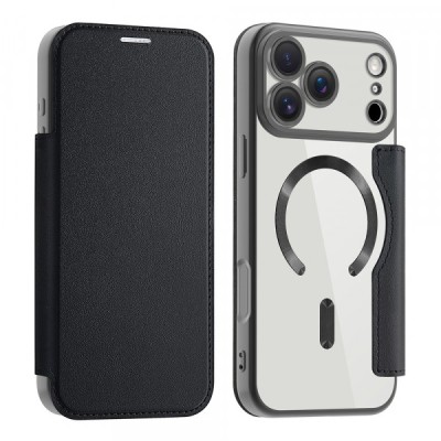 Husa MagSafe pentru Apple iPhone 17 Pro, Techsuit, SmartMag Book, Neagra foto