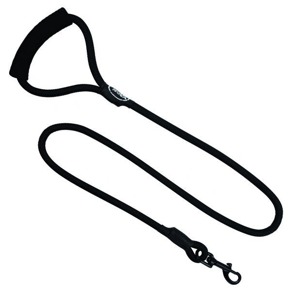 Lesă rotundă din nylon pentru c&acirc;ini, neagră, XL - 120 cm