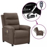 VidaXL Fotoliu de masaj electric rabatabil, gri taupe, textil