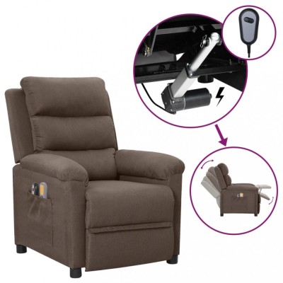 vidaXL Fotoliu de masaj electric rabatabil, gri taupe, textil foto